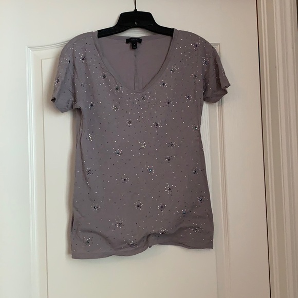 JCrew Gray Sequin Scoopneck Tee Size Small - Picture 4 of 8